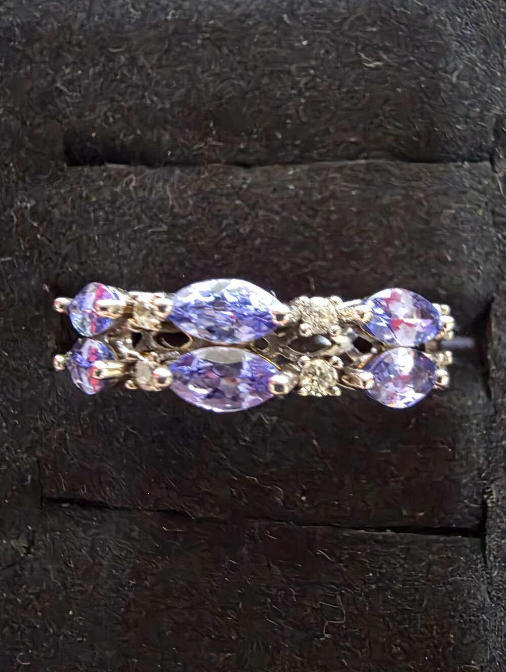 Tanzanite Band Ring & Tested Diamonds Band Ring Sz 6 December Birth Stone